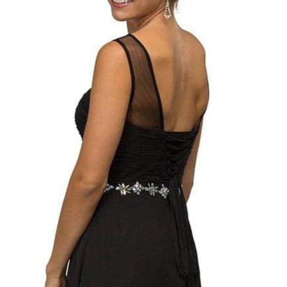 NWT Dancing Queen 9541 Chiffon Evening Dress Blush size S - Picture 2 of 7